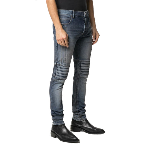 Tapered ripped blue cotton jeans blue - Men | BALMAIN